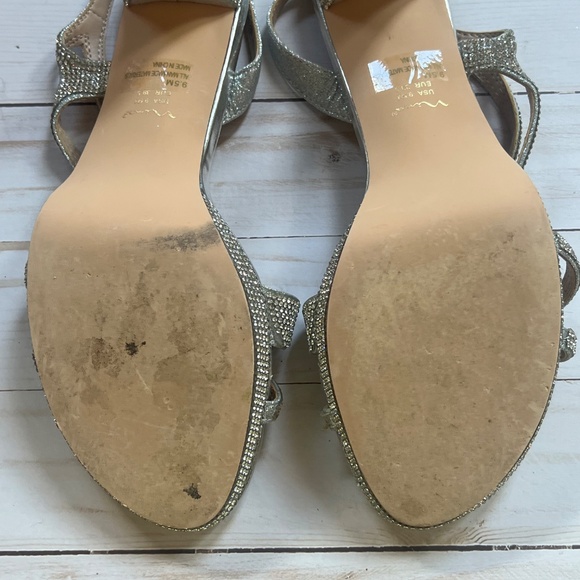 Nina “Nerice” Silver Crystal Mid Heel Sandals – Women’s size 9.5 - Picture 9 of 11